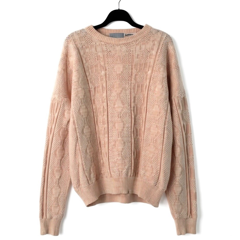 Mcgregor Women's Pink Textured Knit Vintage Crewneck Pullover Sweater Size XL